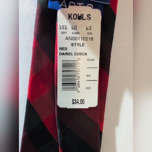 Apt. 9 - Red Plaid Men's Polyester Neck Tie - Picture 2 of 4